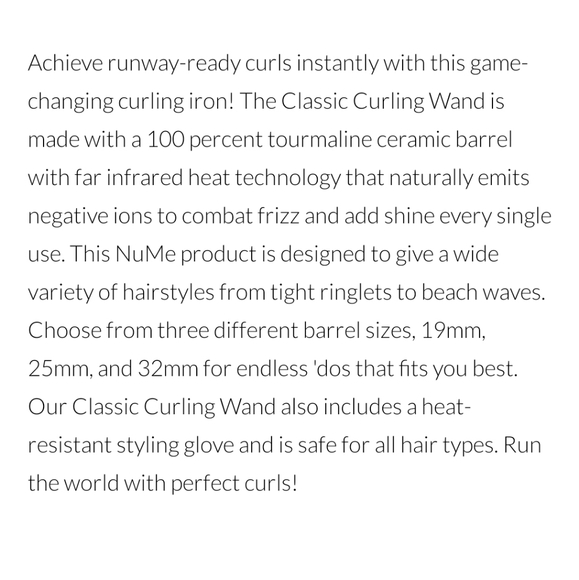 NuMe Curling Wand Model HB025U - Picture 5 of 6